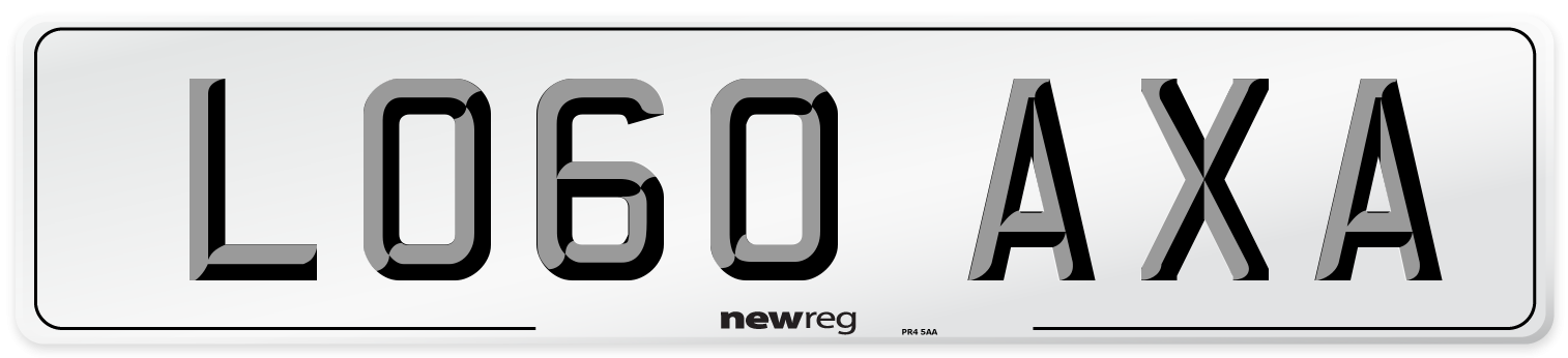 LO60 AXA Number Plate from New Reg